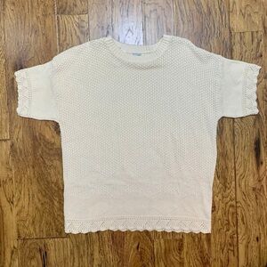 Vintage Cuddle Knit Cream Short Sleeve Top Blouse/Sweater Cotton Size 2X NWT USA